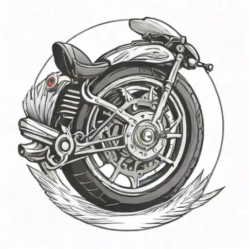 Single Motorcycle Wheel With Wing Attached