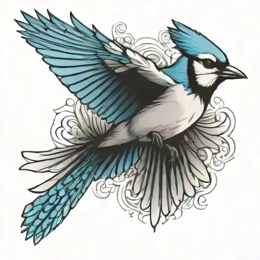Native Blue Jay Bird Flying