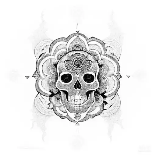 An Intricate Mandala Design With A Hidden Skull In The Center