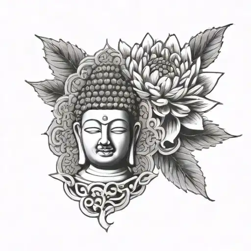 Chrysanthemum With Buddha With Japanese Background