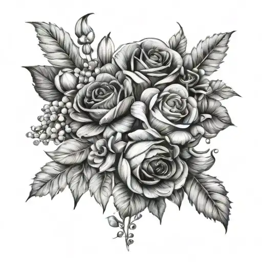 April June July October Birth Flower Bouquet Wrapped