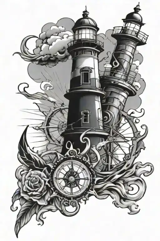 Anchor And Compass And Light House
