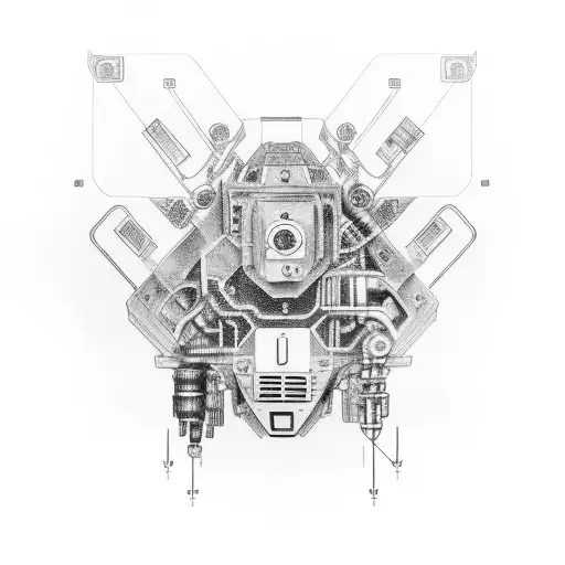 Design A Tattoo Featuring The Mustang Mach E Surrounded By Technological Circuitry