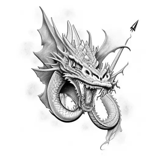 Number 25 Combined With A Dragon