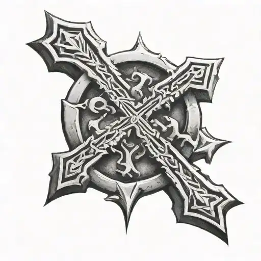 Tombstone With A Small Scottish Knot Cross On It