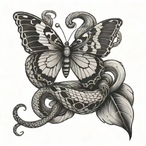 Butterfly And Snake Wrapped
