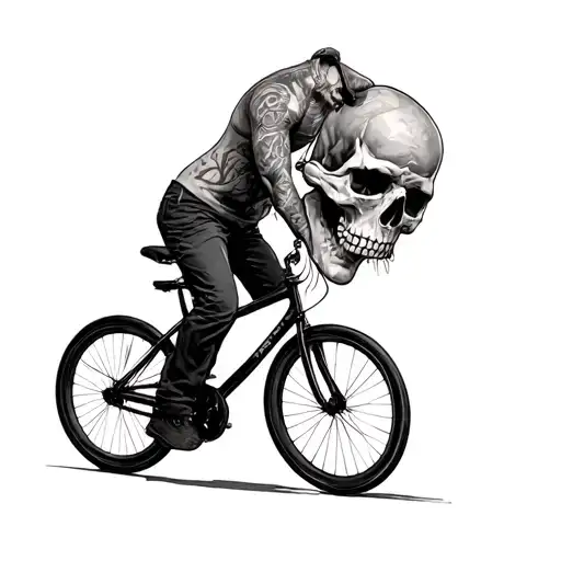 Guy On Bicycle With Skull Head