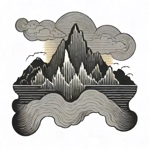 A Heartbeat Line Graph Morphing Into A Mountain Range With A Sunset Sky