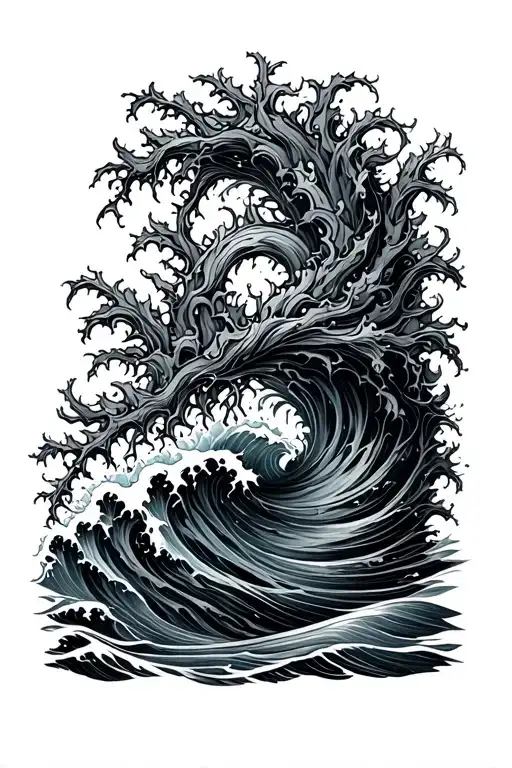 Vines Transforming Into Ocean Waves