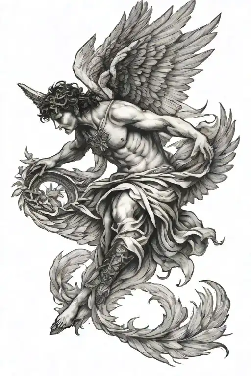 Icarus Falling Angel With Feathers