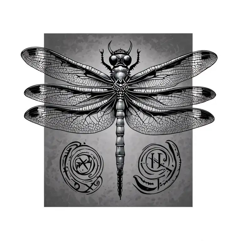 Dragonfly With Norse Runes