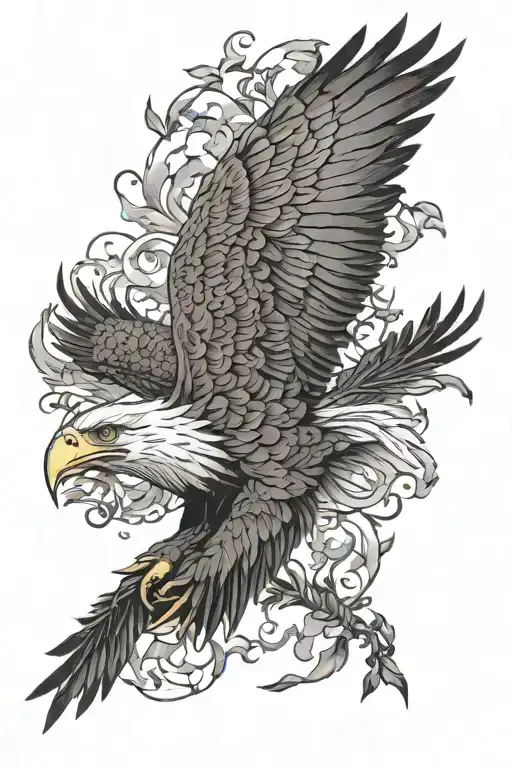 Bald Eagle Soaring Away From Vines