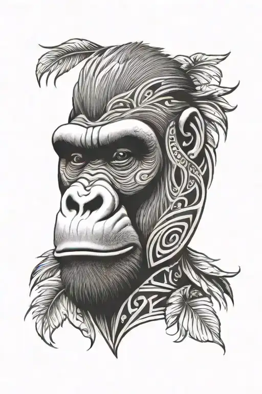 Polynesian Tattoo Gorilla Face