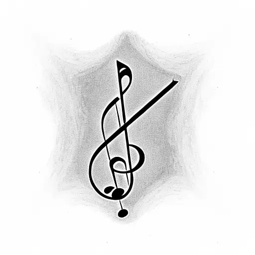 A Black-grey Tattoo Of A Music Note Intertwined With A Hiking Trail