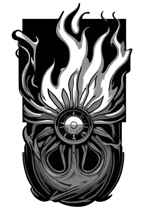 A Top View Of A Wheel With A Flame In The Middle