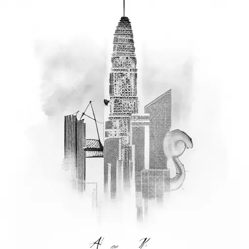 A Miami Skyline With Old School Hip Hop Lyrics Incorporated