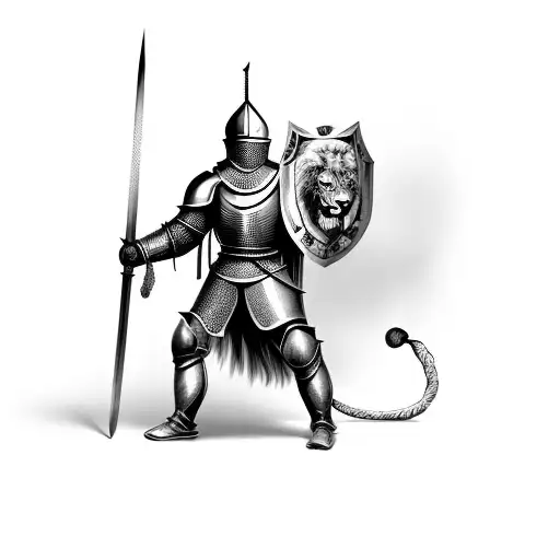 A Knight Who Has Lion Head In Armor