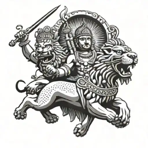 Muruga With Thanjavur Temple With Spartans Fighting Alongside Lion