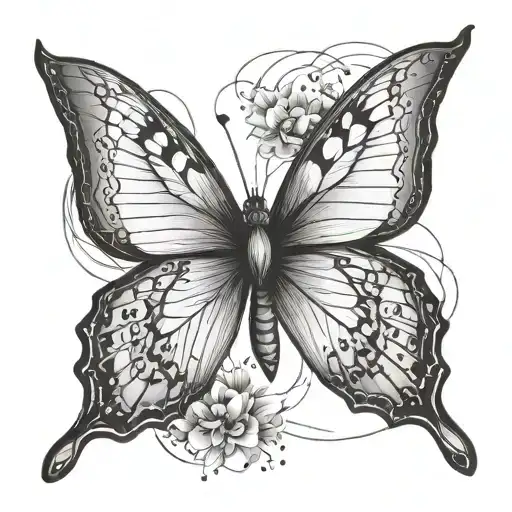 Fine Line Butterfly With Line In The Middle
