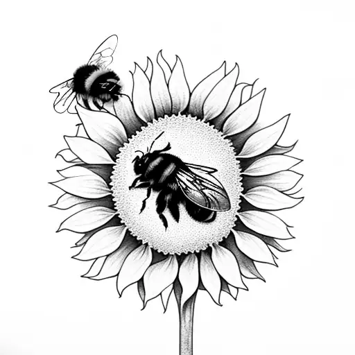 Bumble Bee With Sunflower