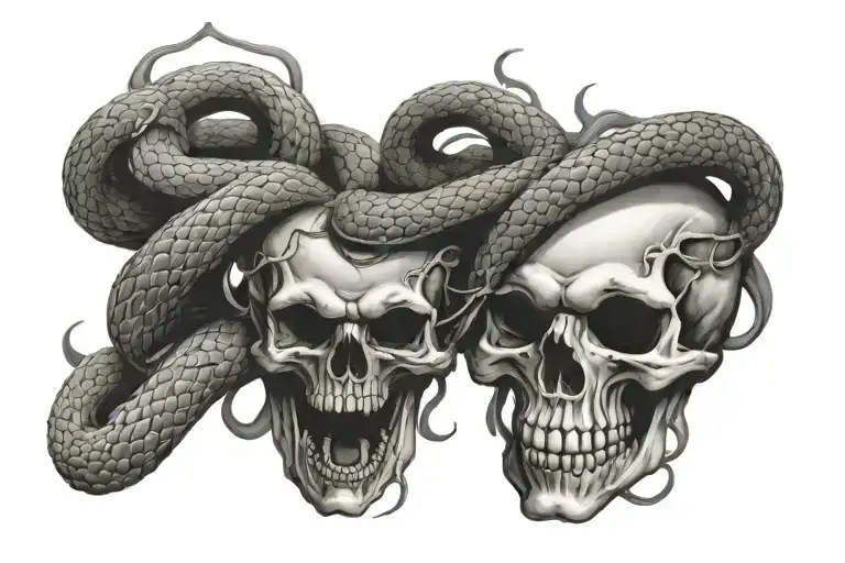 Bloody Snake And Skull