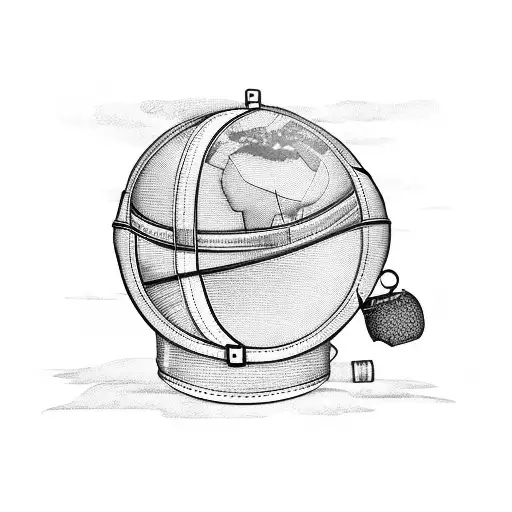 A Vintage Suitcase With Travel Stickers And A Hot Air Balloon Emerging From It