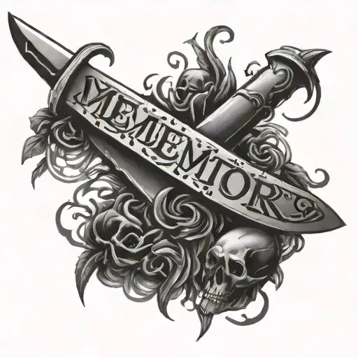 Memento Mori Wording As Knife Gothic Style