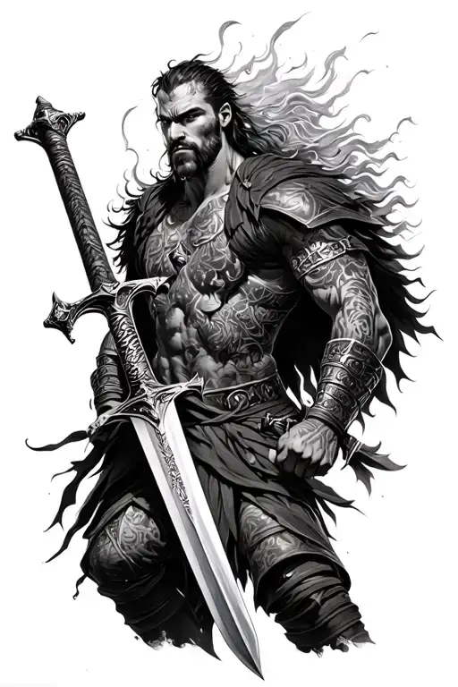 Michael Archangle Warrior Wielding His Sword Piercing