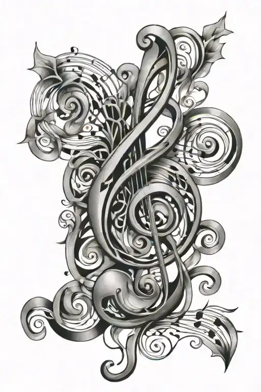 Music Note Intertwined With Elements