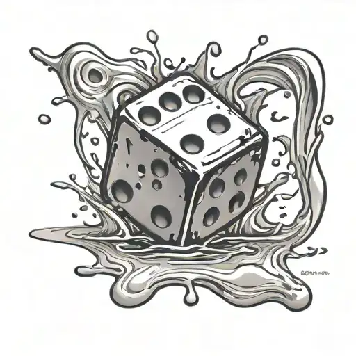 A Dice Melting Into A Floor Shape