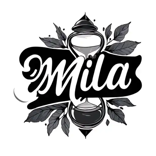 Girl's First Name Mila With Hourglass