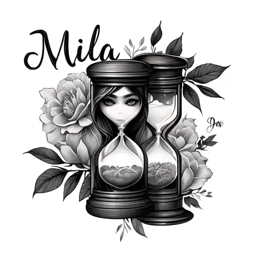 Discret Girl's First Name Mila With Hourglass