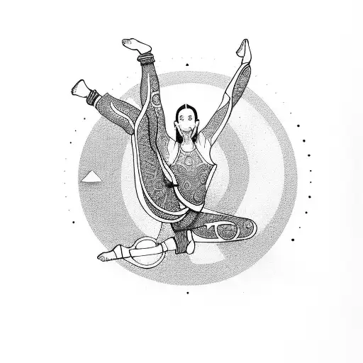 Yoga Warrior In A Blackwork Style