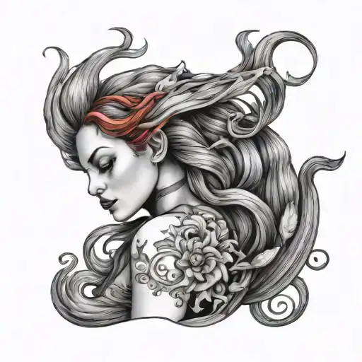 Aries Woman Mermaid Details With Red Hair