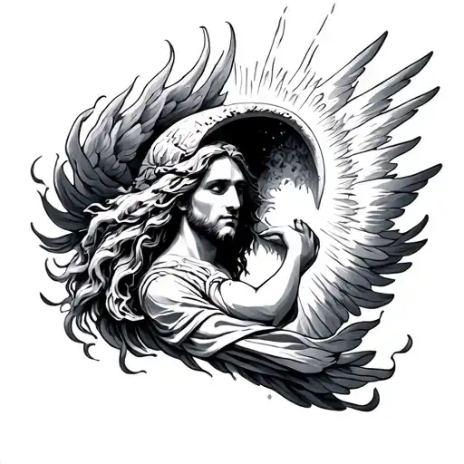 Tattoo In Front Area Heaven On Cheats Area And Hell In Stomach Area