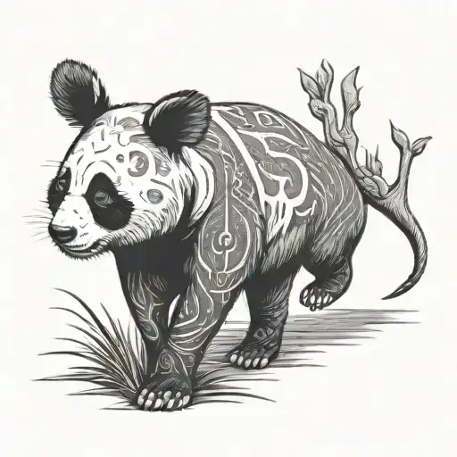 Panda And Kangaroo Walking Hand In Hand