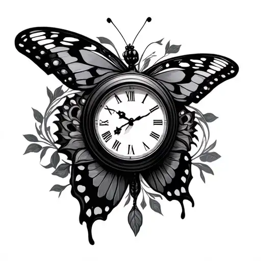 Clock And Butterfly