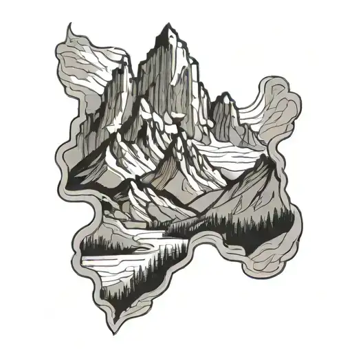 Patagonia Mountains Line Drawing