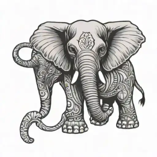 Line Art Elephant Holding A Caprisun