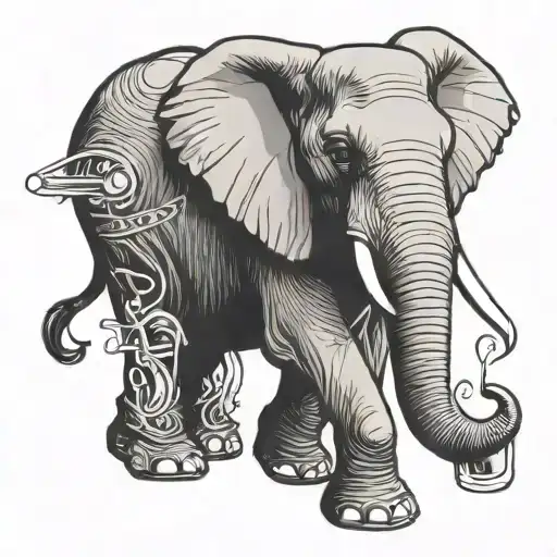 Line Art Elephant Holding A Caprisun Juice Box