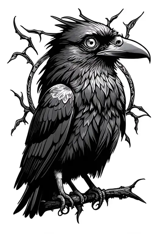 Three Eyed Raven Traditional Style