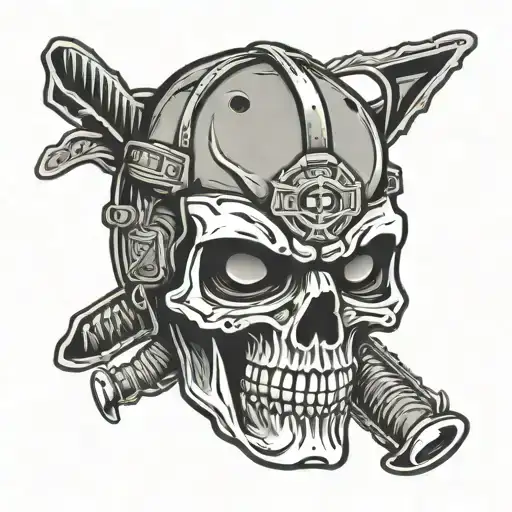 Skull Wearing A Broken Montrel Canadiens Hockey Mask