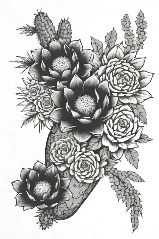 Flowers And Cactus