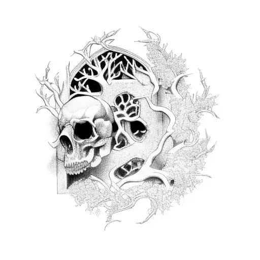 A Branch Covering A Gothic Window