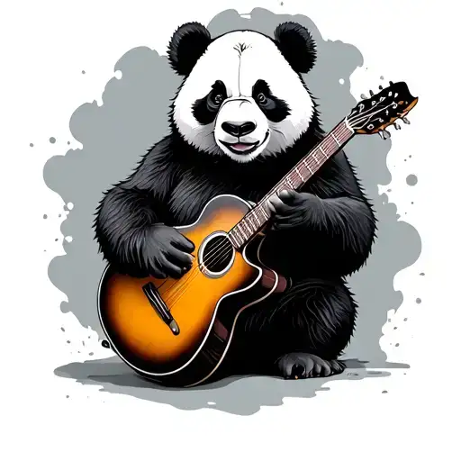 Big Panda Playing A Guitar