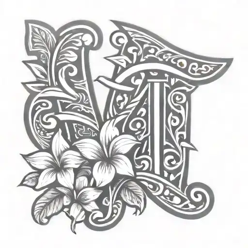 Letters Hi With Hawaiian Tribal