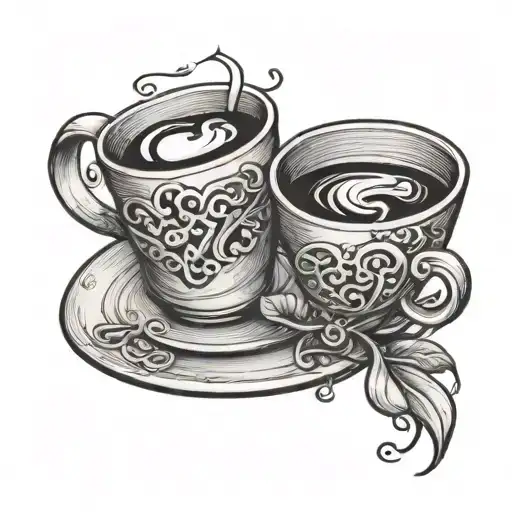 Coffee Cup Intertwined Hearts