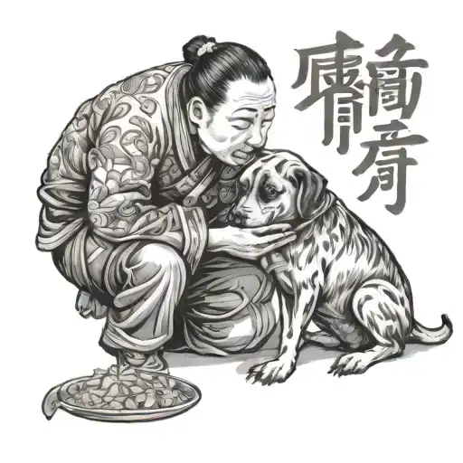 Chinese Person Kissing A Dog While Eating Rice