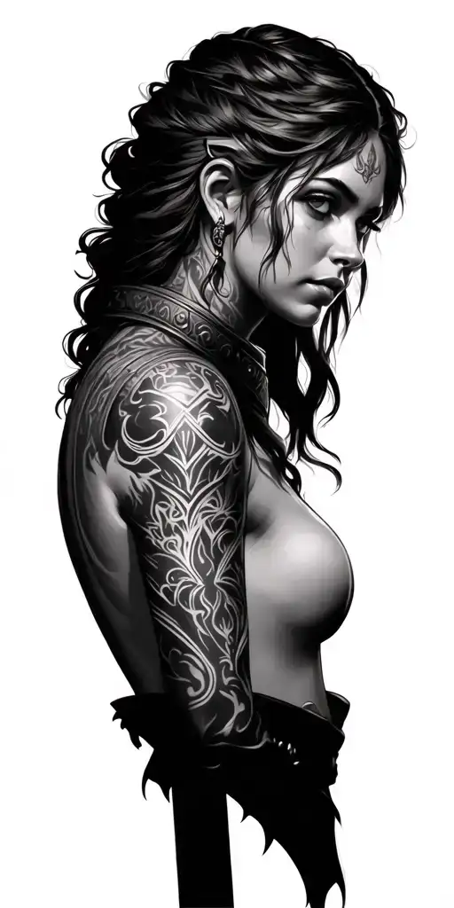 Portrait Viking Tattoo Girl