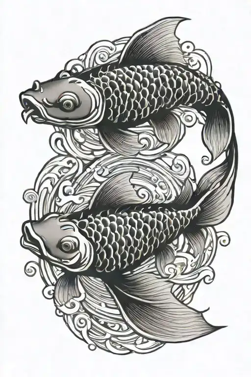 2 Koi Fish Swimming